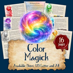 COLOR MAGICK | Instant Digital Download Printable Book of Shadows / Grimoire Pages | sizes A4, 8''x11'' and 8.5''x11''