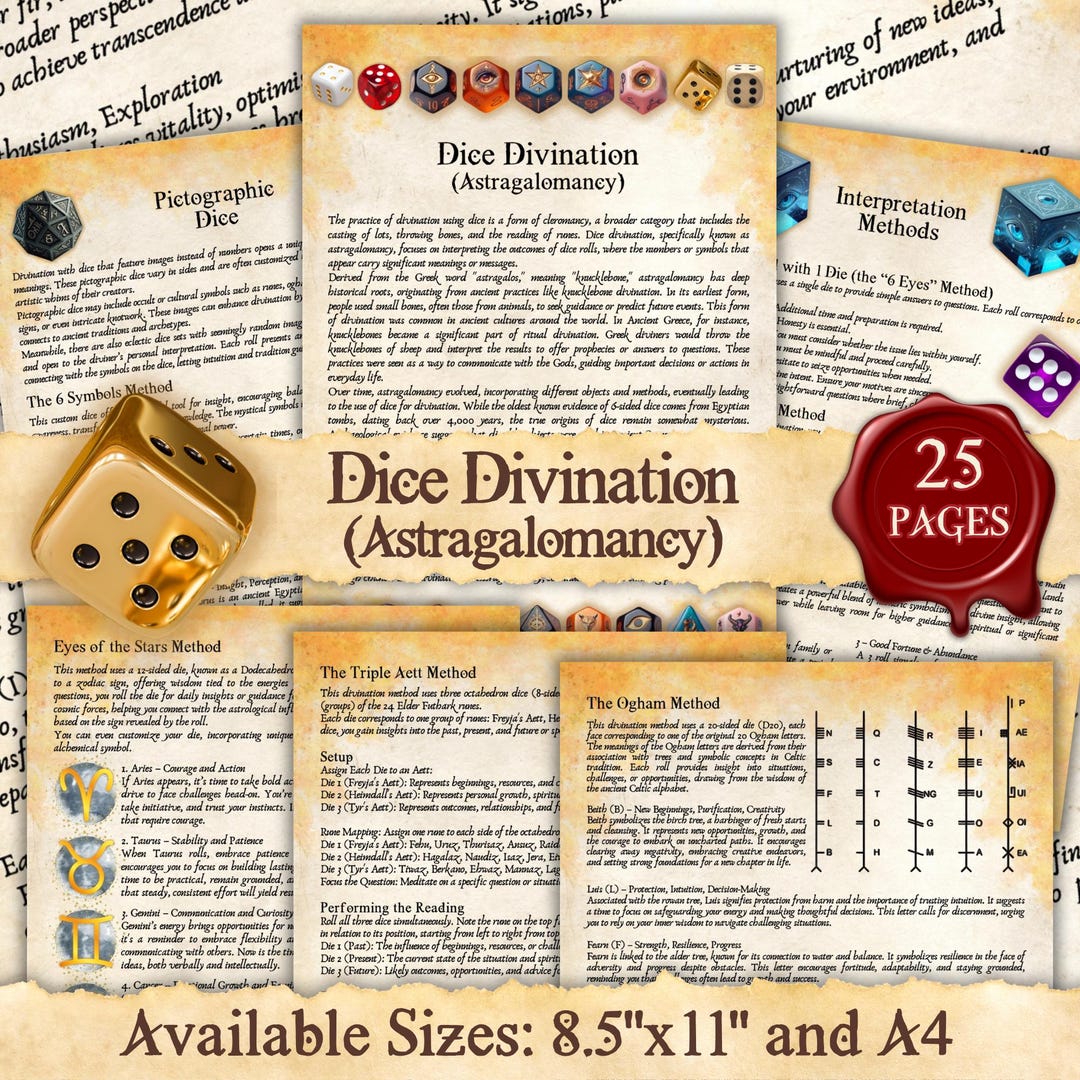 DICE DIVINATION (astragalomancy) | Instant Digital Download Book of ...