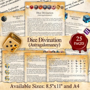 DICE DIVINATION (Astragalomancy) | Instant Digital Download Book of Shadows / Grimoire Pages | sizes A4 & 8.5&#39;&#39;x11&#39;&#39;