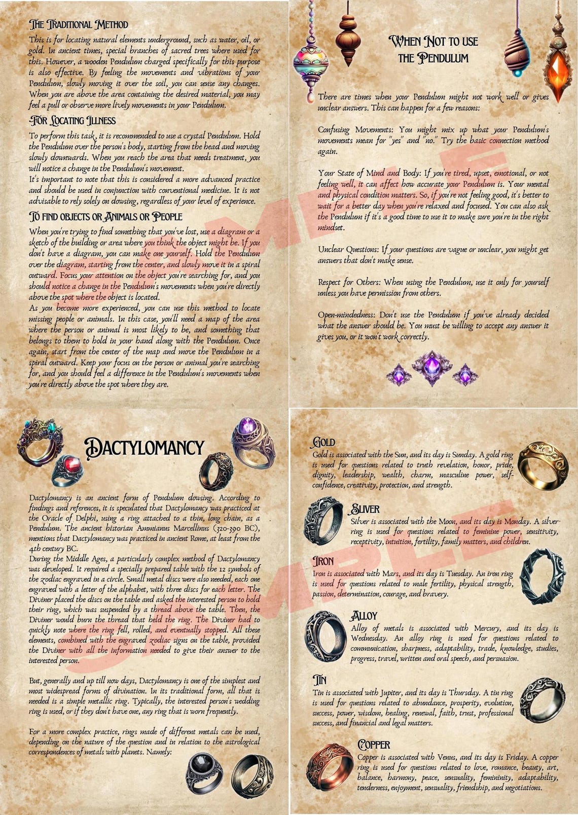 Ring Magic Book RING Magick, PENDULUM and DACTYLOMANCY | Instant Digital Download Book ...