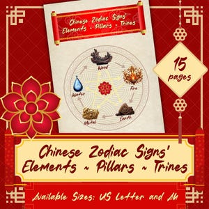 CHINESE ZODIAC Signs' Elements Pillars and Trines | Astrology | Instant Digital Download Printable Pages | sizes A4 & 8.5''x11''