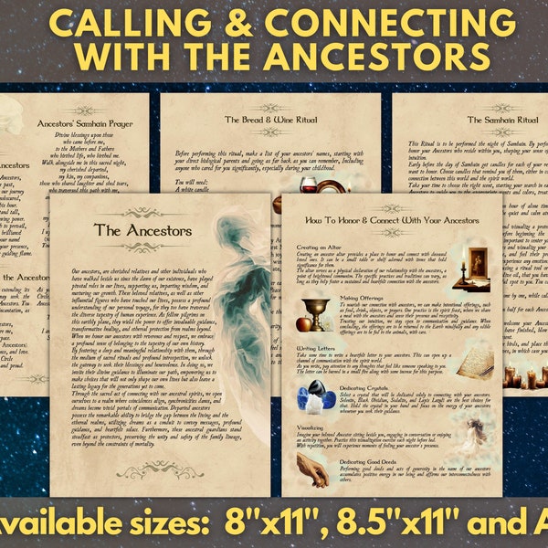 Calling and Connecting With The Ancestors | Instant Digital Download Book of Shadows / Grimoire Pages | sizes A4, 8''x11'' & 8.5''x11''