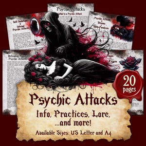 PSYCHIC ATTACKS | Protection Spell Book | Instant Digital Download Printable Book of Shadows / Grimoire Pages | sizes A4 and 8.5''x11''
