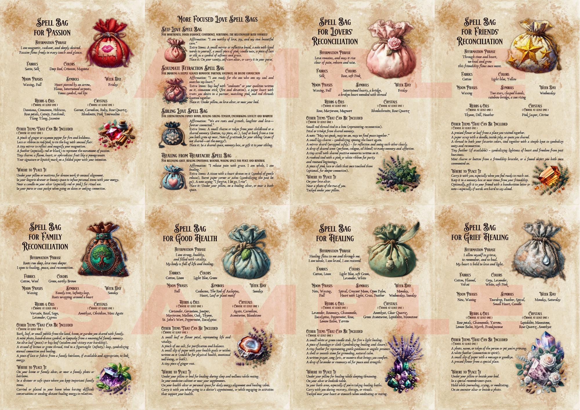 Spell Tag SPELL and HEX BAGS | Instant Digital Download Printable Book of Shadows ...