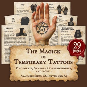 The Magick of Temporary Tattoos | Instant Digital Download Book of Shadows / Grimoire Pages | sizes A4 & 8.5''x11''