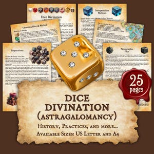 TÄRNINGSSPOÅGSKAP (Astragalomancy) | Direkt digital nedladdning Skuggornas bok / Grimoiresidor | storlekar A4 och 8,5 x 11 tum