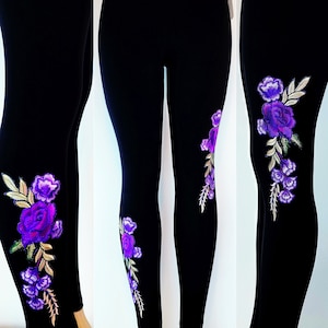 Purple floral leggings hotsell