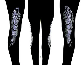 Regular Size Full Length Leggings Embellished Crystal Rhinestone Musical Notes