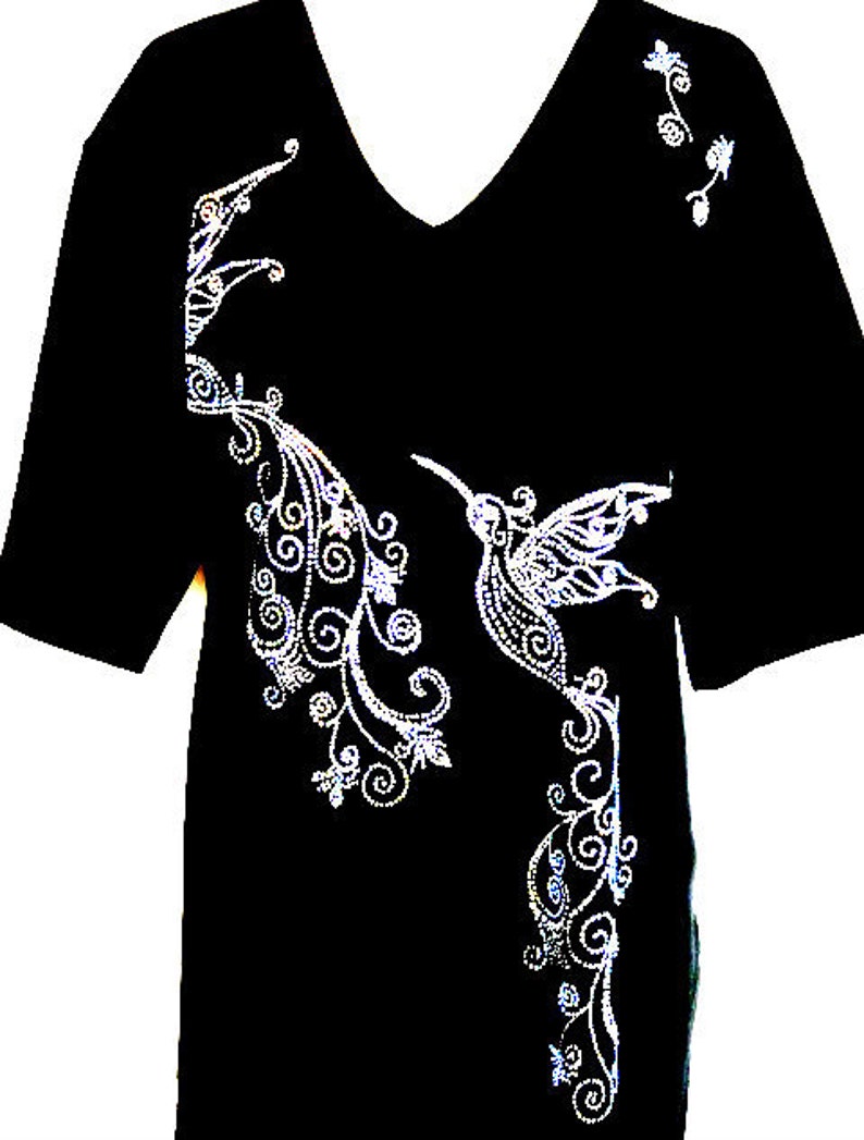 Plus Size Full Length Leggings Embellished Rhinestone Crystal /& AB Aurora Borealis Stones Fancy Hummingbird Tail Swirl Design