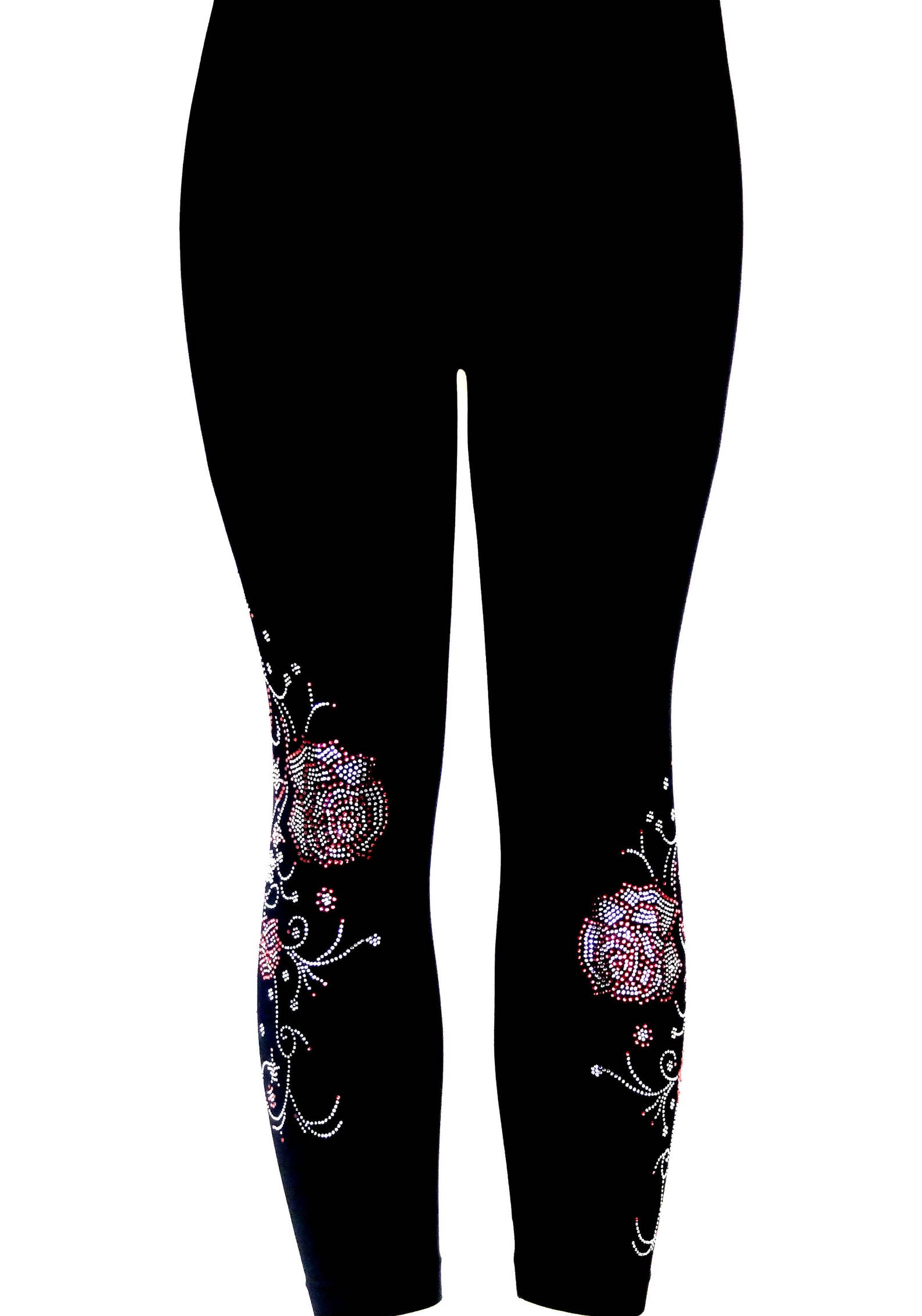Plus Size Capri Length Leggings Embellished Rhinestone Etsy