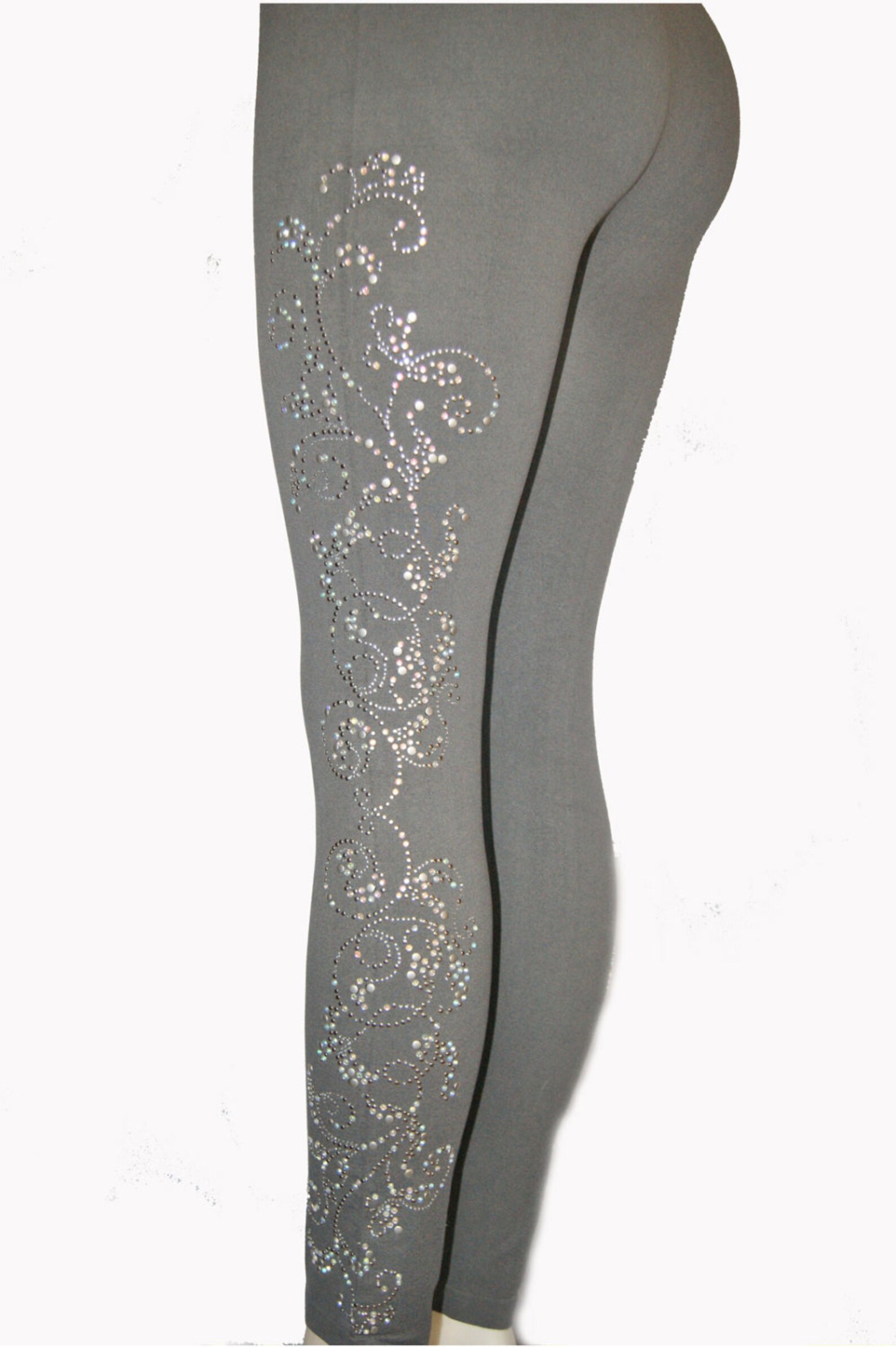 Plus Size Full Length Leggings Embellished Rhinestone and Etsy