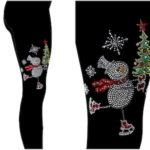 Running Snowman Women's Skinny Pants Yoga Pilates Santa Claus