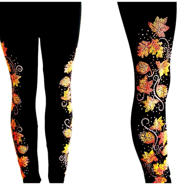 Grote maten legging over de hele lengte versierd met strass herfstbladeren ontwerp