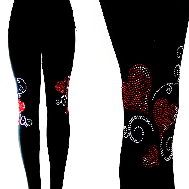 Leggings with pockets - ELLIE LOVE DOT blue black - Bold heart print