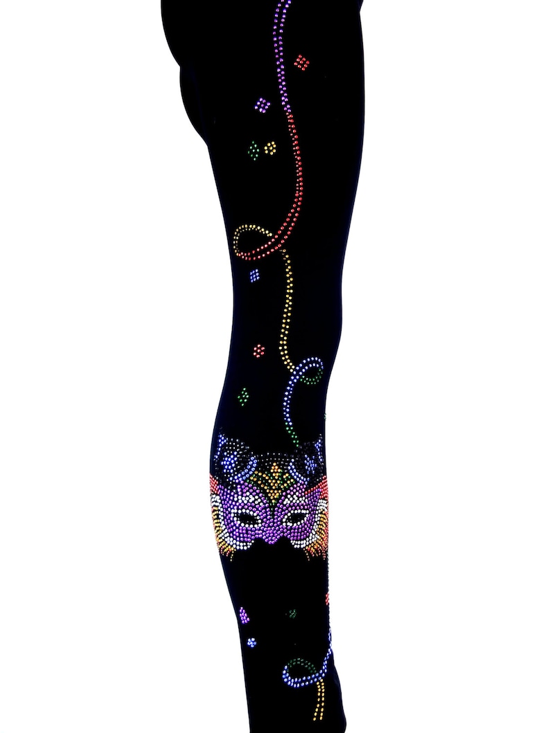 Plus Size Full Length Leggings Embellished Mardi Gras Cat Mask Etsy