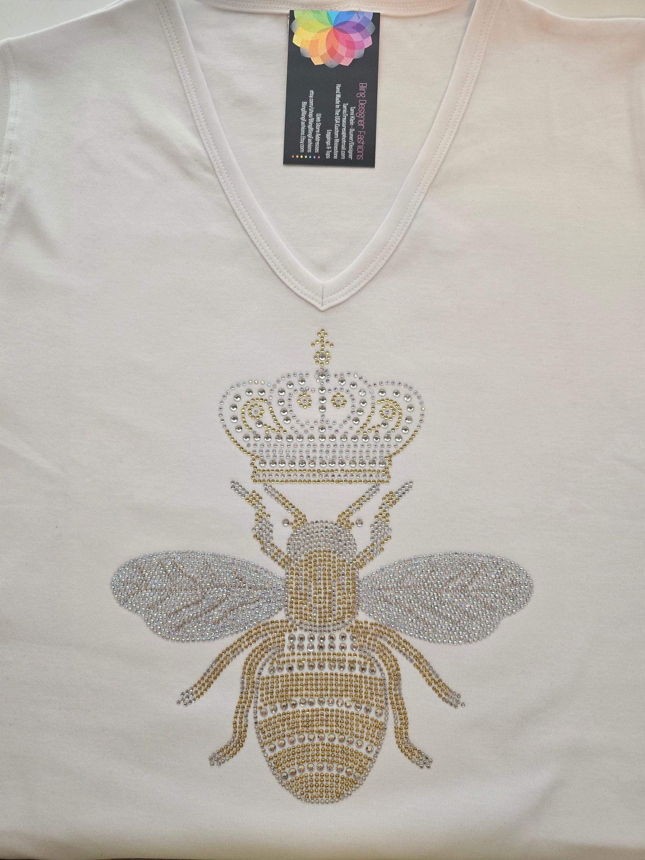 Hand Embellished Iridescent & Gold Rhinestone Queen Honey Bee Crown ...