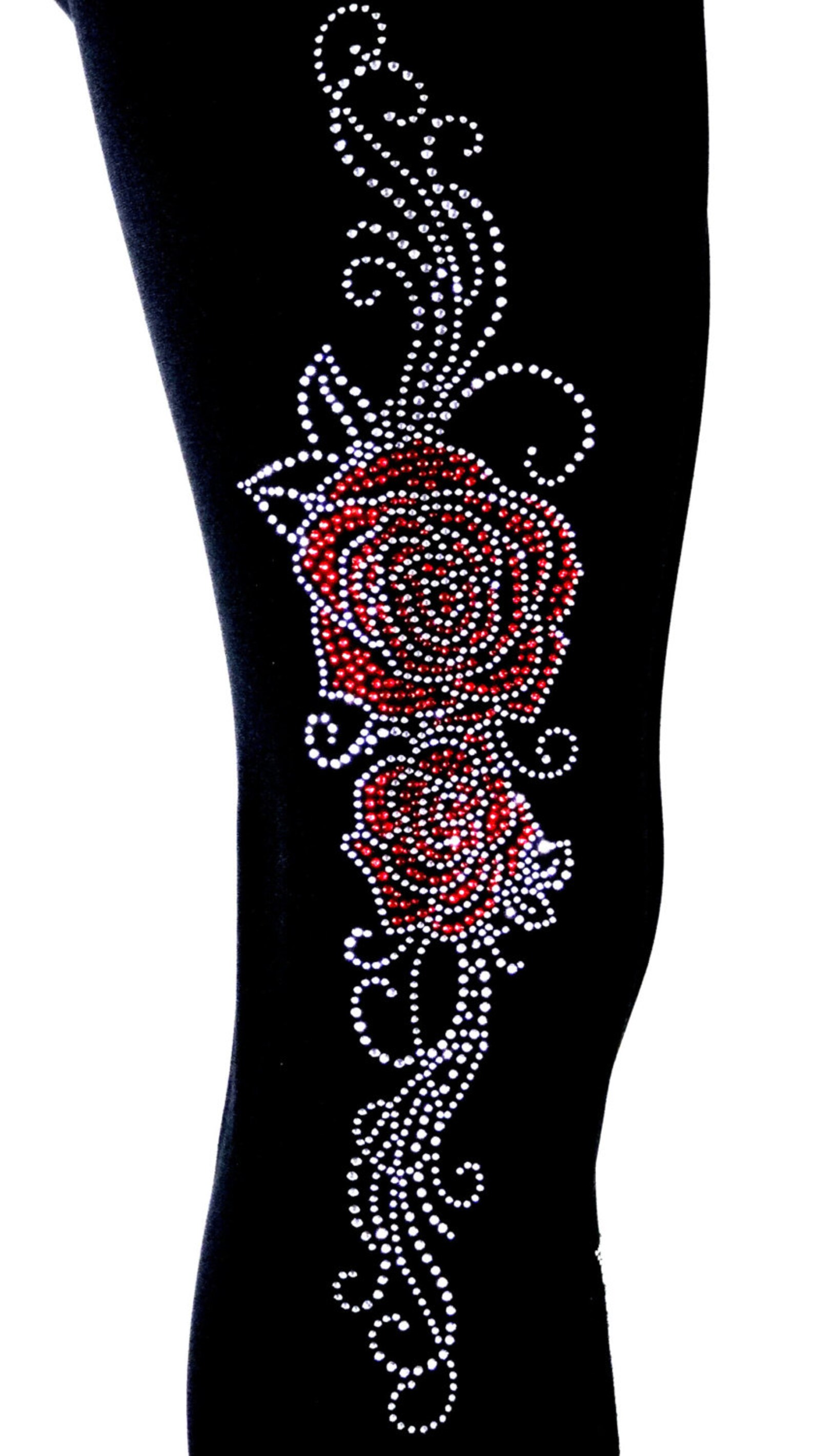 Regular Size Full Length Leggings Embellished Rhinestone Mardi Etsy