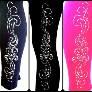 Plus Size Full Length Leggings Embellished Rhinestone Crystal Heart Swirls  Design -  Canada