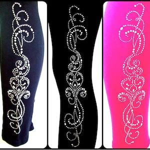 Plus Size Full Length Leggings Embellished Rhinestone Crystal