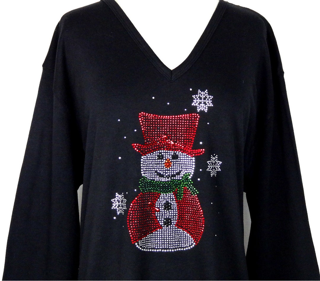 Embellished Rhinestone Red Top Hat & Cape Christmas Snowman With