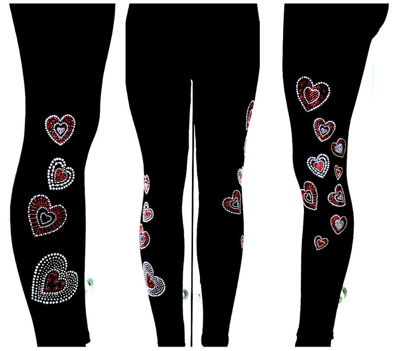 REGULAR or PLUS SIZE LEGGINGS Embellished Gray Pearl Rhinestone Skull Pirate