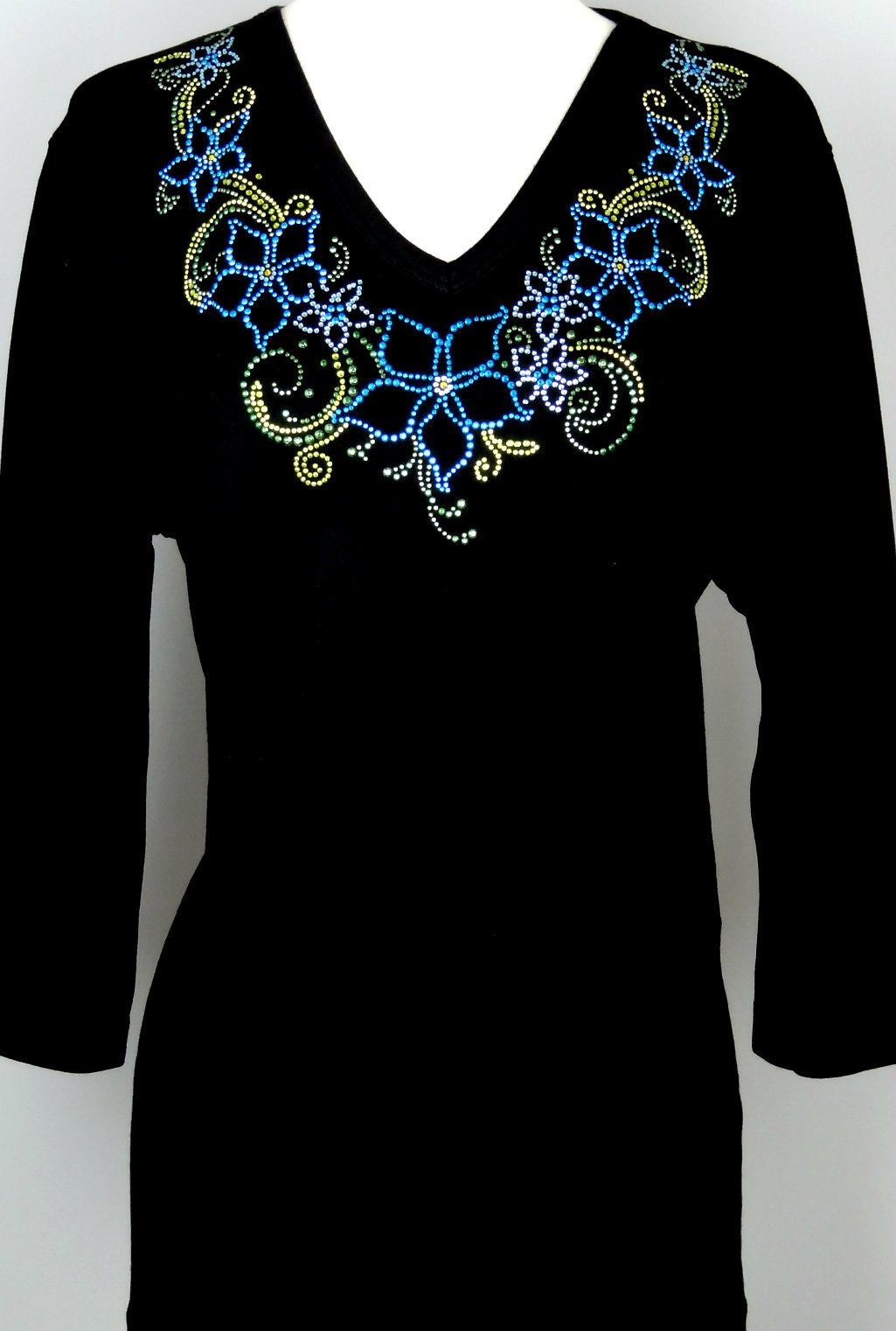 Embellished Rhinestone & Shiny Blue and Gold or Pink and Gold | Etsy