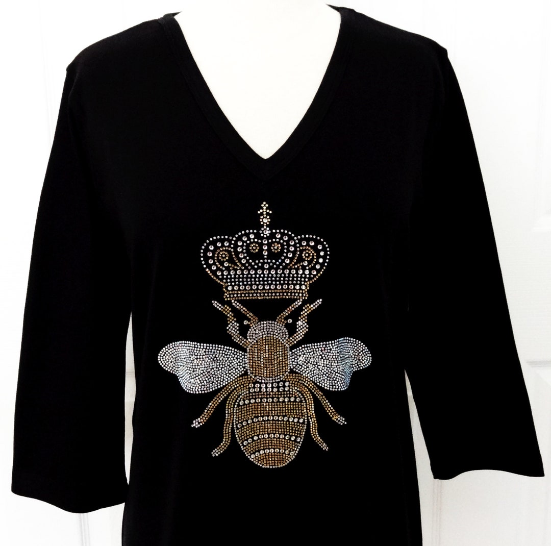 Hand Embellished Iridescent & Gold Rhinestone Queen Honey Bee Crown ...