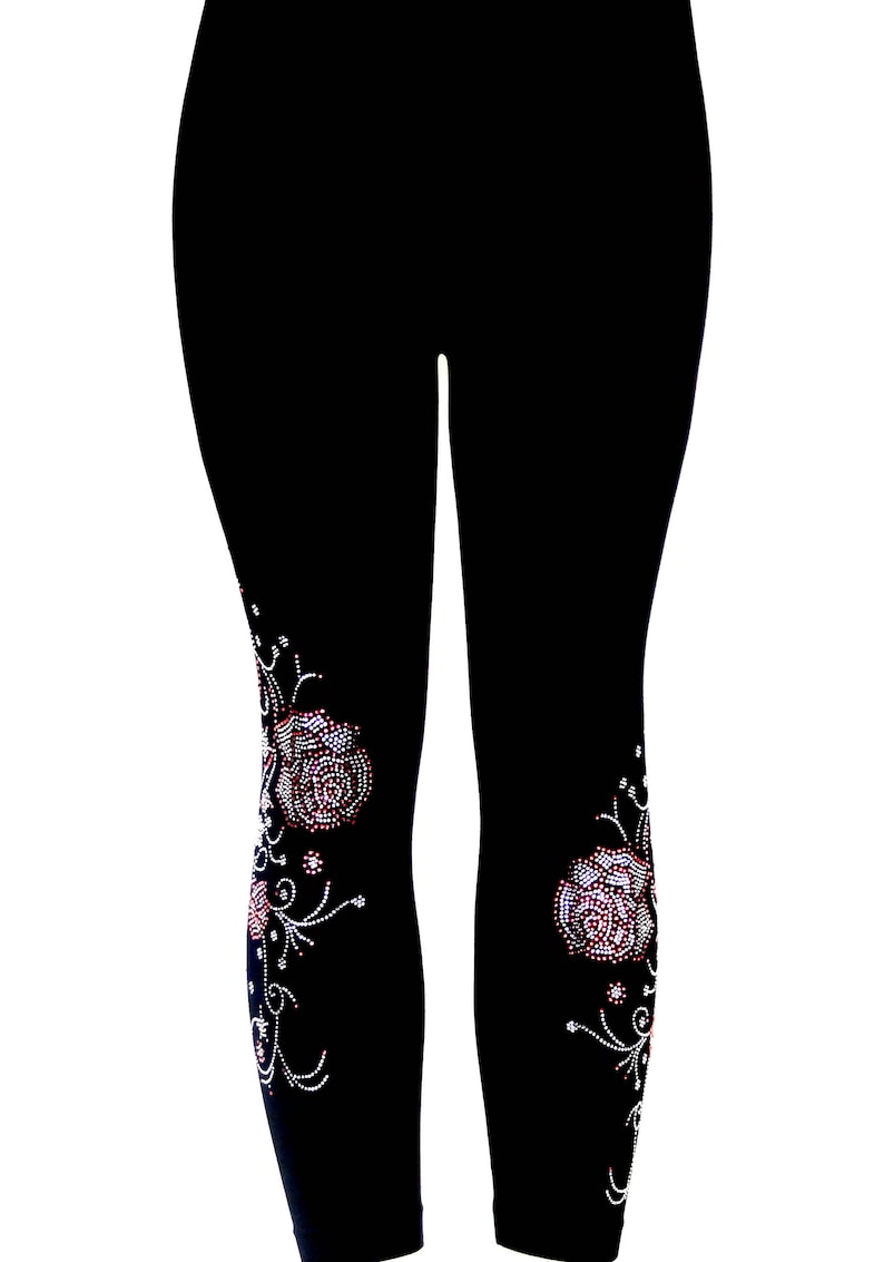 Regular Size Capri Length Leggings Embellished Rhinestone Etsy