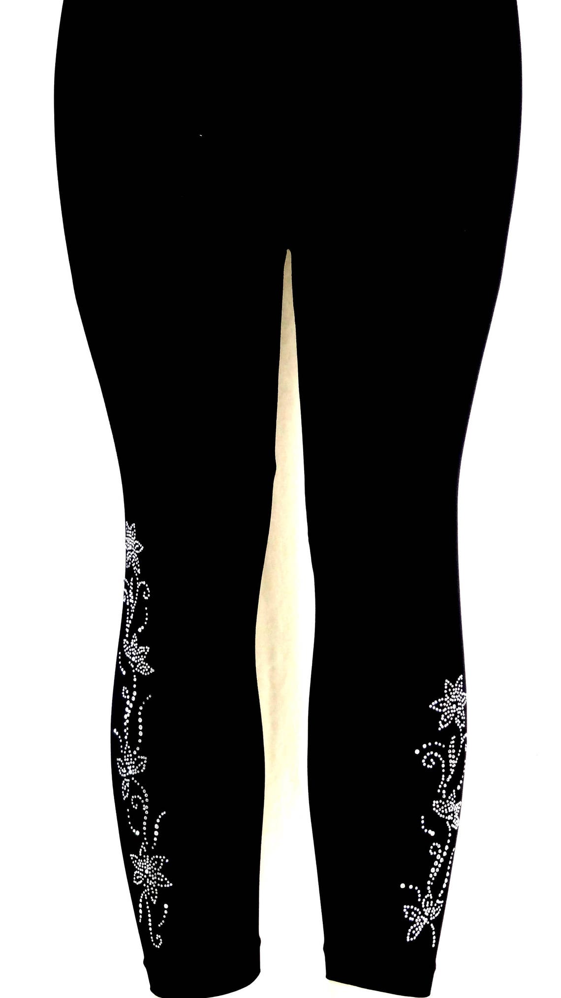 Plus Size Capri Length Leggings Rhinestone Embellished Small Etsy