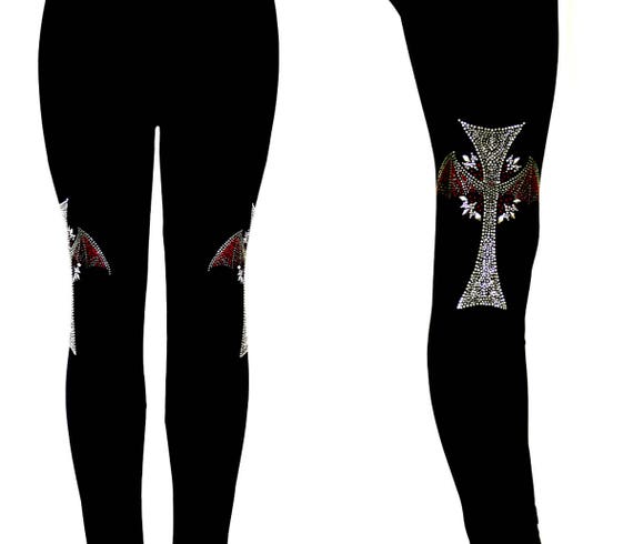 Regular Size Full Length Leggings Embellished Rhinestone and