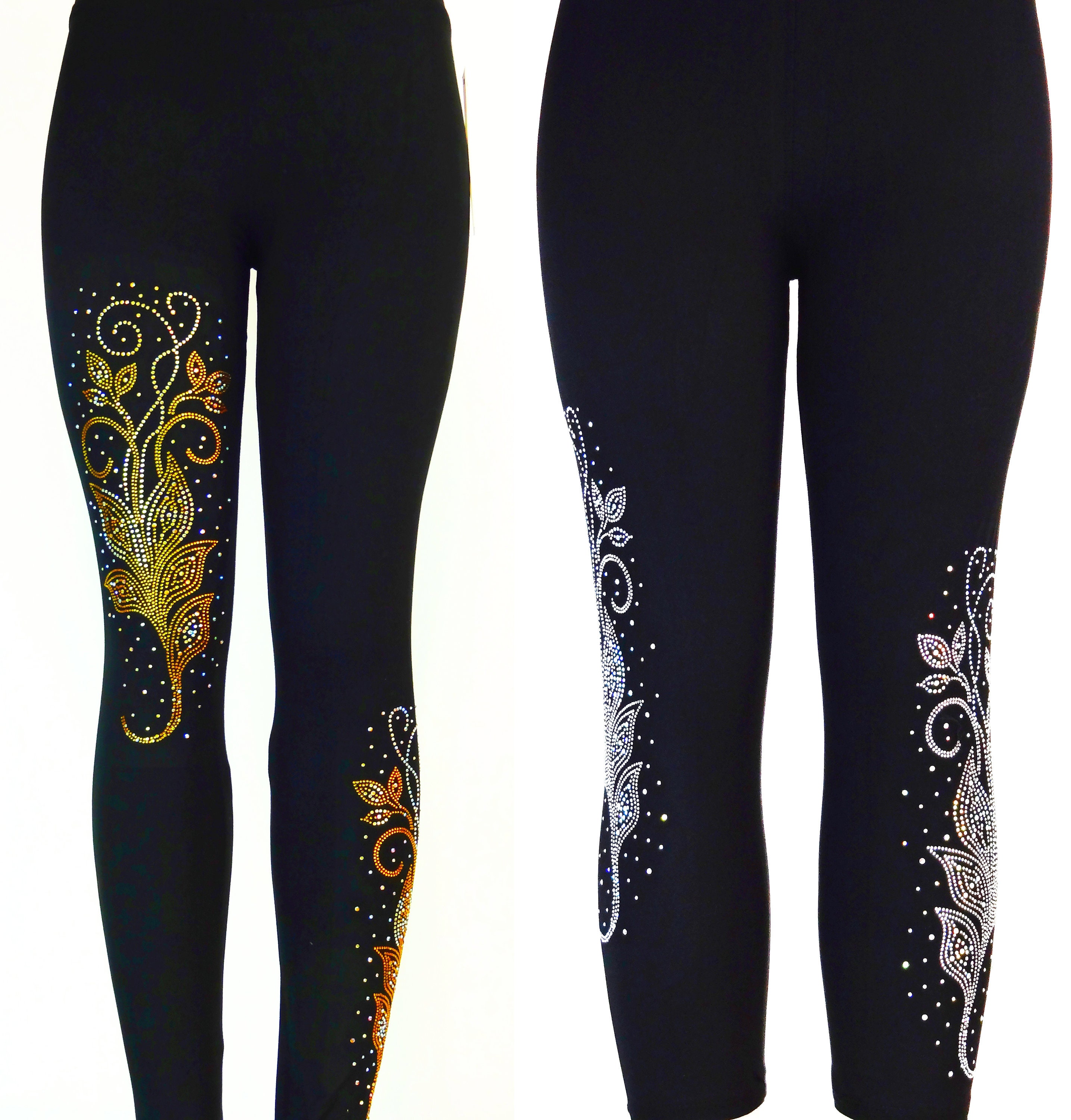 Rhinestone Leggings Etsy