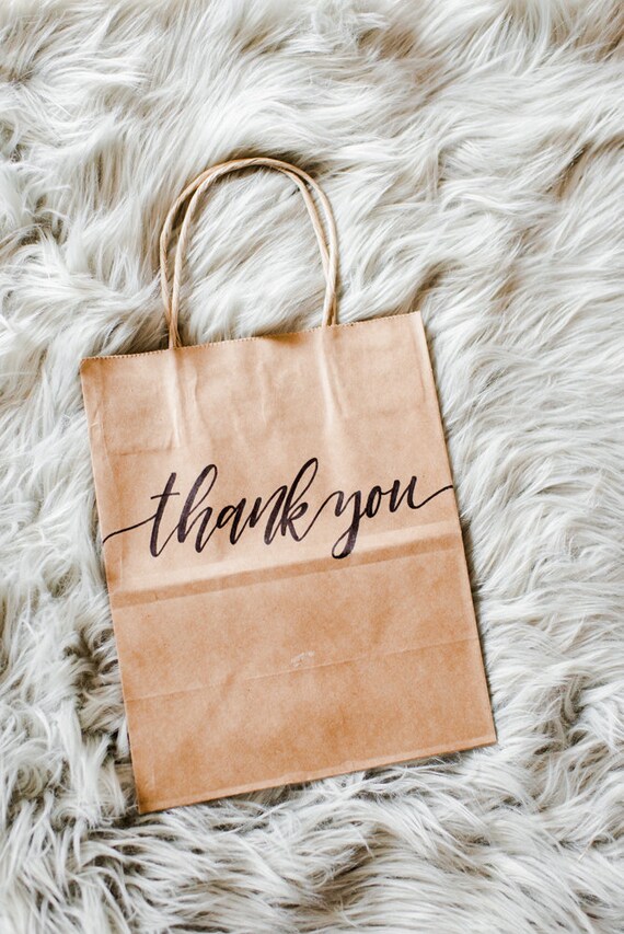 Thank You Gift Bags Hand Lettered Gift Bags Custom Gift - Etsy