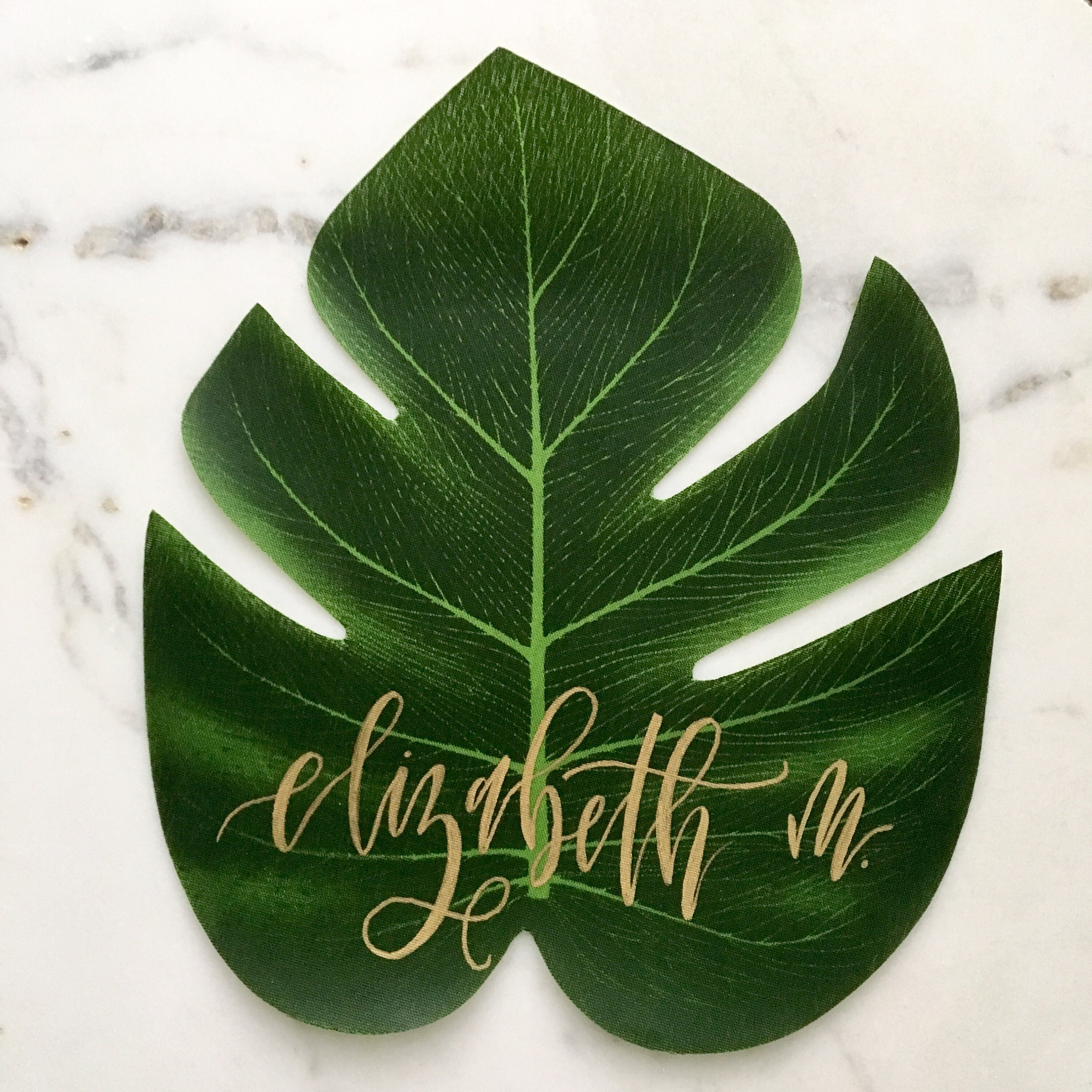 Medium Faux Palm Leaf Place Cards Modern Wedding Modern Etsy