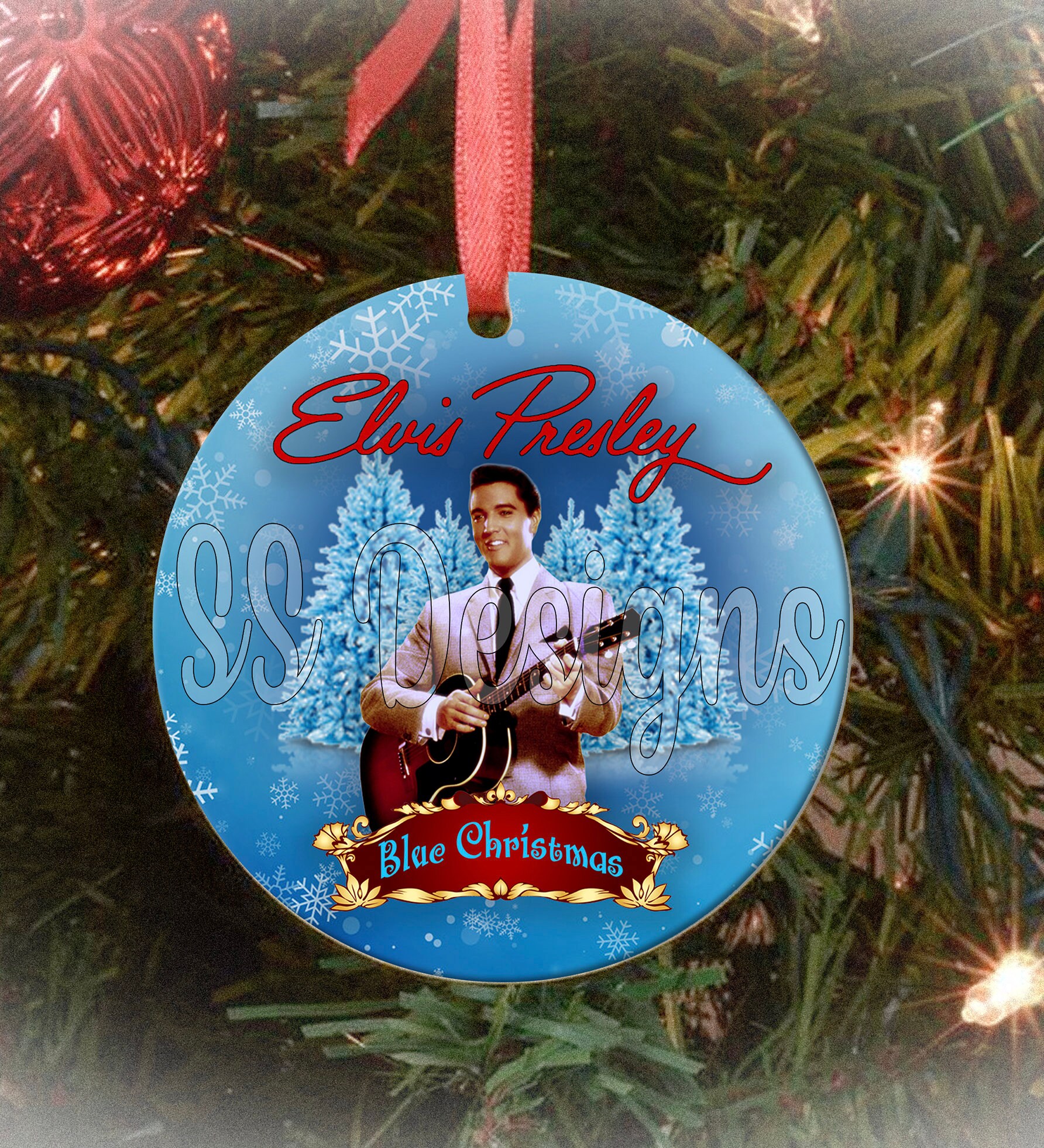 Discover Elvis Blue Christmas, Decorazione per Albero di Natale