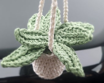 Crocheted Potted Plant Car Ornament, Car Decor, Potted Plant, Cottagecore, Cottagecore Decor, Handmade Gifts, Crocheted Gifts