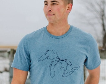 Great Lakes T-Shirt (Unisex) Superior, Michigan, Erie, Ontario, Huron, Lake Short Sleeve