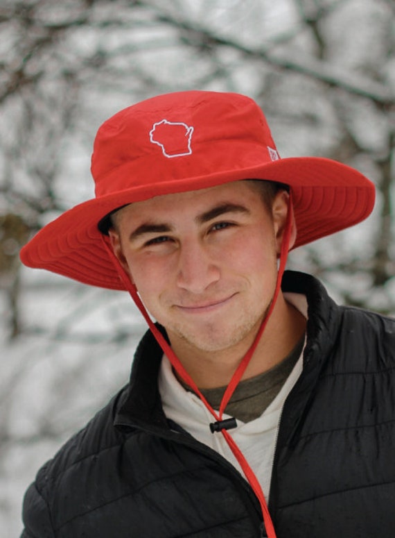 Wisconsin Booney Hat (Unisex) Wisconsin Badgers Boonie Hat, Wisconsin Badgers Hat, Embroidered Bucket Hat, Red and White