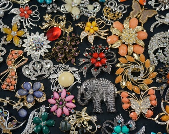 Wholesale Bulk Lot 10-20 LARGE Rhinestone Brooches Bridal Wedding Bouquet