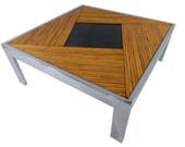 Mid Century Modern Milo Baughman Split Bamboo and Chrome Square Coffee Table