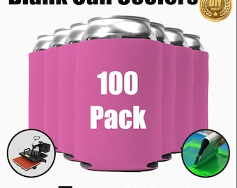 100-Pack Neon Pink Can Coolers - Blank Bulk Beer Sleeves