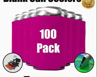 100 Pack Fuchsia Can Coolers - Bulk DIY Blanks for Printing