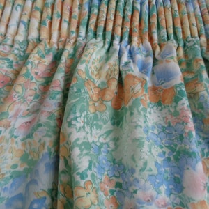 White Cotton Valance; Extra Long Scalloped Valance; Lined Floral Curtain; Kitchen Curtain