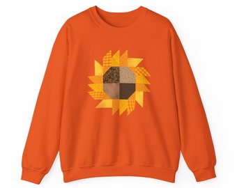 Sunflower Quilt Block Crewneck Sweatshirt