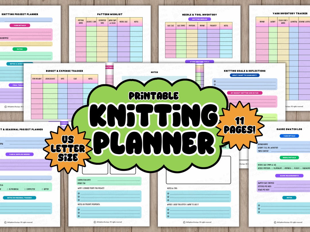 Printable Knitting Project Tracker | Small Business Organizer PDF ...