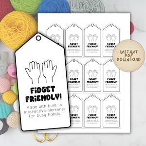 Fidget Toy Tags | Custom Crochet Tags for Amigurumi Stuffed Animals | Hang Tags for Handmade Sensory Toys | Craft Fair Labels for Plushies