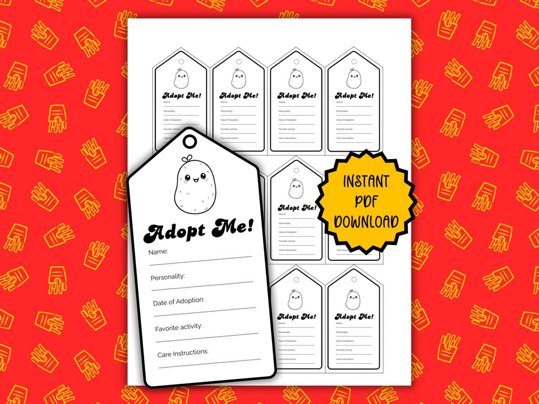Custom Crochet Labels for Amigurumi Potato Plushie | Adopt Me Tags for ...