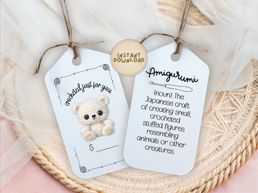 Stuffed Label Teddy Bear Crochet Pattern Amigurumi Labels for Handmade Plushies ...