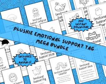 Printable Emotional Support Crochet Animal Tags | Amigurumi Price Labels | Handmade Plushie Gift Tags for Craft Fair Display