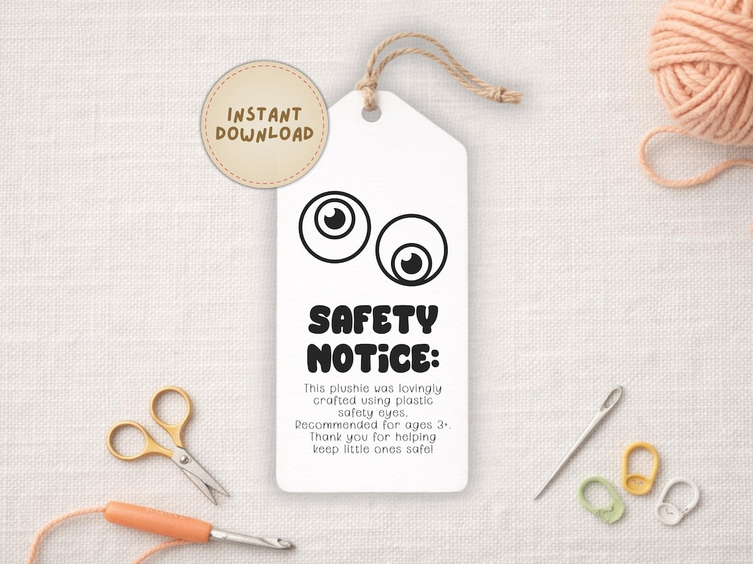 Safety Eye Warning Card Printable Labels For Crochet Plushie Photo Inspiration