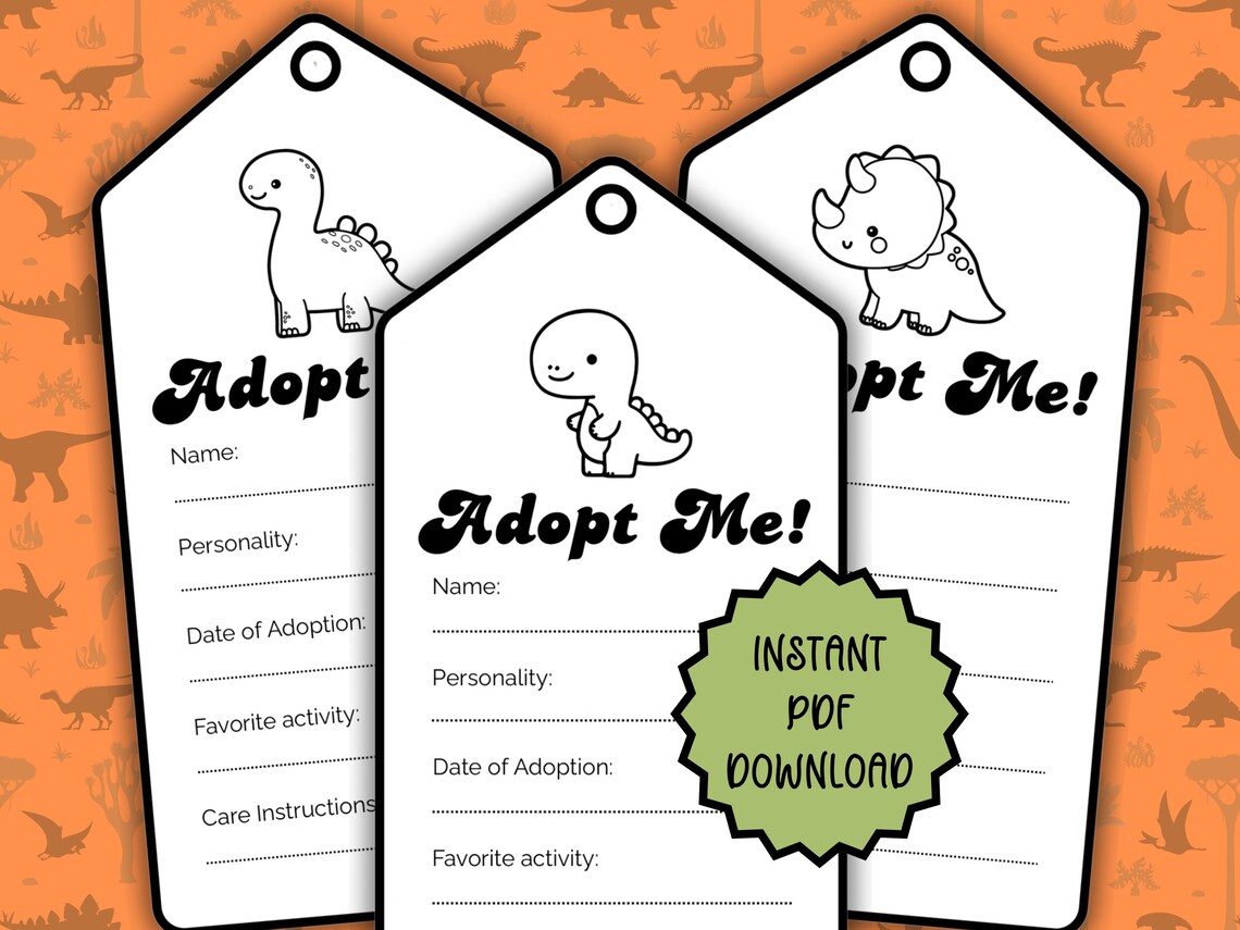 Dinosaur Custom Crochet Label for Amigurumi Plushie Adopt Me Tag for ...